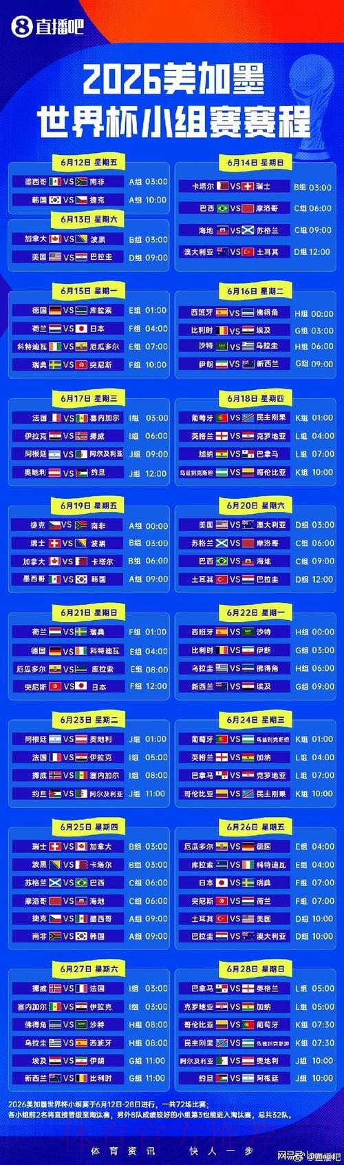 2026世界杯小组赛赛程官方发布实时赛程怎么看